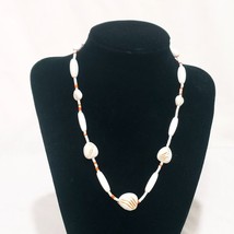 Vintage Grooved Bead Necklace Different Sizes 16&quot; White Orange Resin Beaded - £12.65 GBP