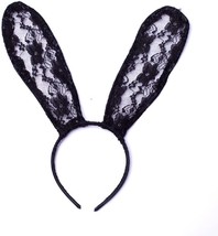 Easter Lace Hairband Black Bunny Ears Hair Hoop Bunny Ear Headband Party Decorat - £18.78 GBP