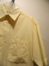 Mens Yellow &amp; White Haband Pin Striped Button Front Short Sleeve Shirt S... - $14.80