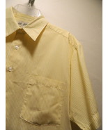 Mens Yellow &amp; White Haband Pin Striped Button Front Short Sleeve Shirt S... - £11.82 GBP