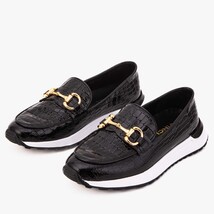 The Milan Black Croc-Embossed Patent Leather Women Sneaker image 6