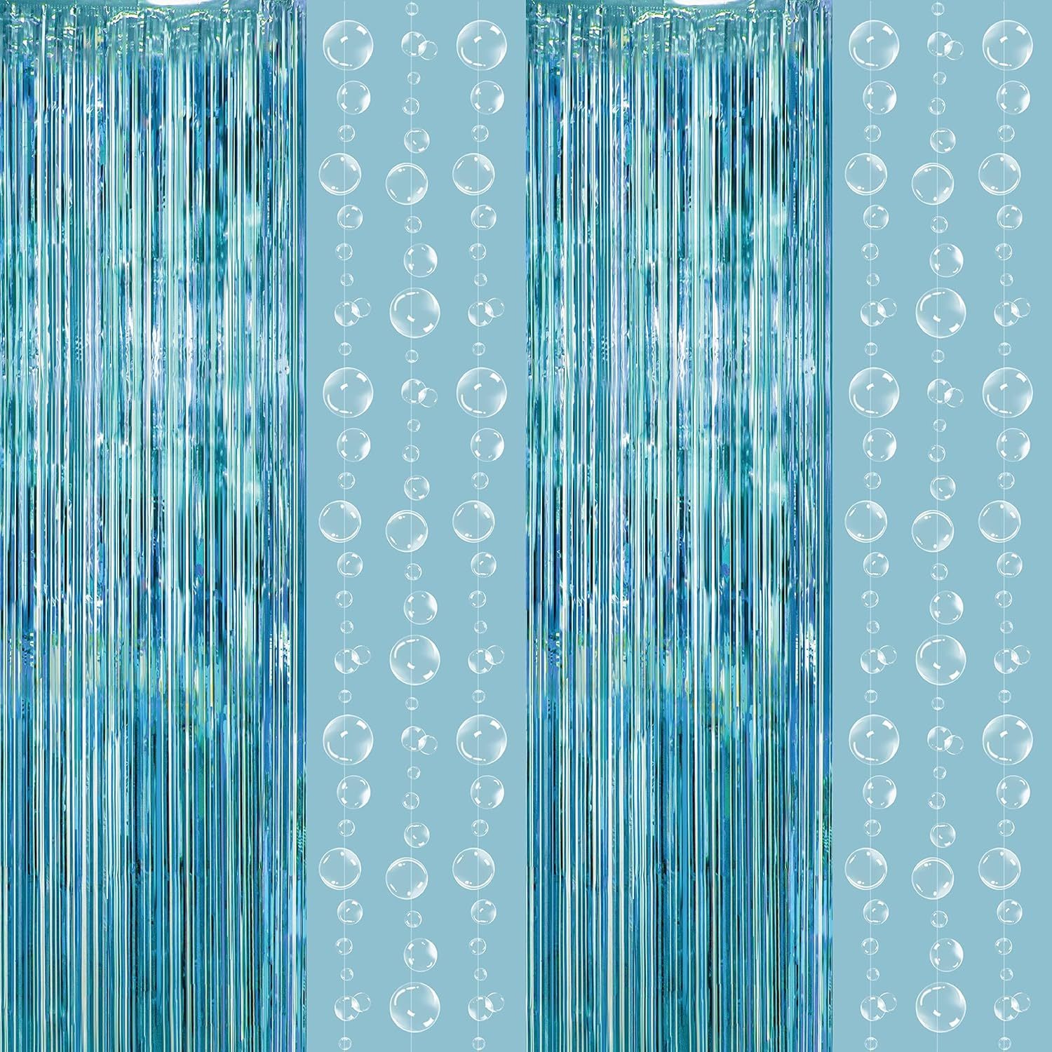 Under The Sea Party Decorations Pool Oceantheme Tinsel Foil Fringe Curtain Backd