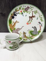 2 Pcs Lynn Chase Jungle Party Childs Plate &amp; Cup Animals From Around The World  - £41.86 GBP