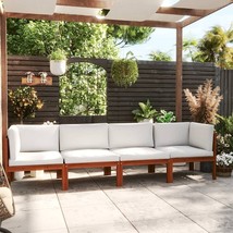 vidaXL Cream Acacia Wood 4-Seater Garden Sofa Set with Cushions - $12,400.71 MXN