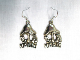 Magic Mushroom Hippie Vintage Style Pewter Pendant Size Fun Pair Earrings - £14.46 GBP