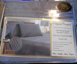 Elegant Comfort 1500 thread count Egyptian cotton 4 pcs Full set - gray new - £19.90 GBP