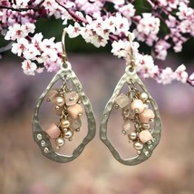 Silpada Earrings W2211 Blush Grape Pink Soapstone Pearl Quartz Cluster S... - $65.00