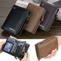 Men&#39;s Leather Wallet Zipper Purse ID Bifold Credit Card Holder Pocket Bi... - £9.43 GBP