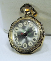 Vintage Saxony Ladies Goldtone Jewelry Pendant Watch Necklace Chain - £15.69 GBP
