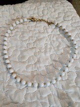 Vintage Monet White Gold Bead Hook Clasp Necklace 16 to 18.5”adj. Logo T... - $32.65 CAD