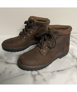 TIMBERLAND Hiking Boot Womens 9w Brown Mid Leather Lug Sole Cushioned Vtg - $44.90 CAD