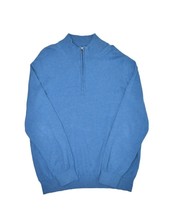 LL Bean 1/2 Zip Sweater Mens XL Blue Cotton Cashmere Blend Pullover - $31.87