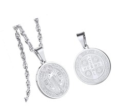 Stainless Steel Saint Benedict Medal Necklace, for - $58.79