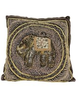 Vtg Kalaga Burmese Beaded Pillow 11” Raised Elephant Hand-Crafted Mid-Century - £32.14 GBP