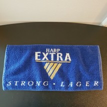 Authentic British Harp Extra Strong Lager Dark Blue Bar Towel 17.5&quot; x 8&quot; - £23.55 GBP