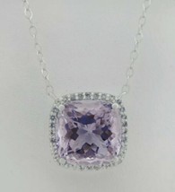 NATURAL 3.87 CTW AMETHYST &amp; W/SAPPHIRES NECKLACE .925 SILVER - New With Tag - £63.08 GBP
