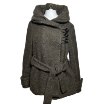 Zara Basic Jacket Women&#39;s Large Brown Tweed Cowl Neck Bohemian Classic S... - $43.69