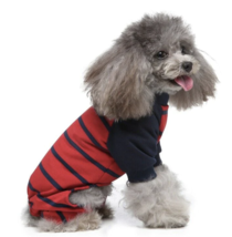 Puppy Stripped Pajamas Jumpsuit Red-XL - $32.40
