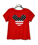 Authentic Disney Womens Mickey Mouse USA T-Shirt Tee U.S. Red White Blue... - $7.87