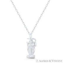 Perched Graduation Owl of Wisdom Bird Charm Pendant in Italy 925 Sterling Silver - £9.54 GBP+