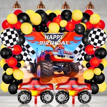 75 Pieces Truck Party Supplies Truck Balloons Decoration Set Including 1 Truck T - £22.13 GBP