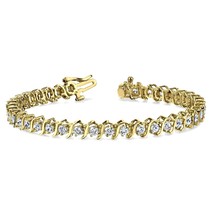 Classic 2.5Ct Simulated Moissanite S-Link Tennis Bracelet 14K Gold Plated 7-1/4&quot; - £269.97 GBP
