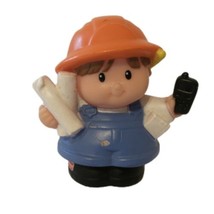 Construction Worker Man Little People Fisher Price 2002 Walkie Talkie Orange Hat - £2.70 GBP