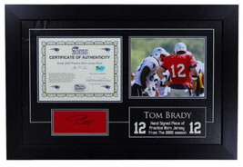 Tom Brady Autographed Framed Practice Used Jersey Piece Patriots Cert LE 6/11 - $9,995.00