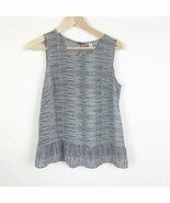 Kohls Womens Size XS Black White Stripe Ruffle Hem Sleeveless Blouse Top - $153.67 MXN