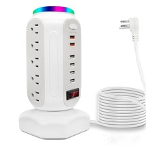 Power Strip Tower 15 Outlets 6 Usb Ports, Surge Protector With Colorful ... - £50.13 GBP