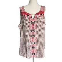 Dana Buchman Sleeveless Blouse Extra Large Shirt Top Summer Zipper Geometric - £11.94 GBP
