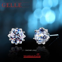 Gelle Real 1 Carat D Color Moissanite Stud Earrings Diamond Women Diamond Classi - £69.80 GBP
