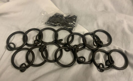 14 Curtain Rings w/ Clips Black Metal Decoratice Drapery Rings 1.25&quot; - £4.94 GBP
