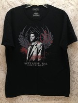 Supernatural Join The Hunt Castiel Men&#39;s Black Graphic T-shirt Size L - £13.42 GBP