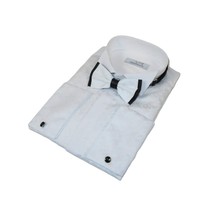 Men CEREMONIA Formal Cotton Shirt Wingtip Slim Fit Turkey #JKP 013 White Floral image 3