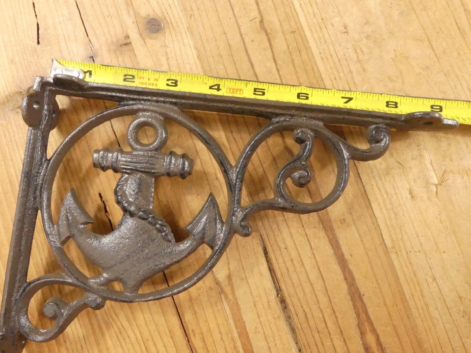 2 CAST IRON BOAT ANCHOR BRACKETS CORBELS BRACES WALL SHELF BRACKET NAUTICAL BOAT Item image 6