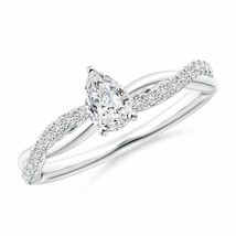 ANGARA Natural Diamond Pear-Shaped Twisted Shank Engagement Ring (HSI2, 0.6 Ctw) - £1,383.33 GBP