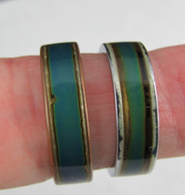 vintage 1970&#39;s MOOD RINGS bands X2 size 7.5 &amp; 9 HIS &amp; HERS - £24.65 GBP