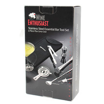 NEW Wine Enthusiast Stainless Steel Essential Bar Tool Set 6 Pc +Carry Case - £20.03 GBP