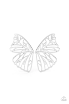 Paparazzi Butterfly Frills Silver Post Earrings - New - £3.53 GBP