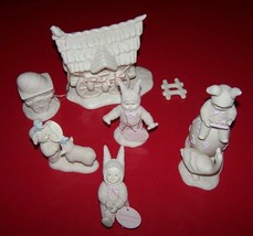Lot of 5 SNOWBUNNIES Items - Dept. 56 - 1 Lighted House + 4 Figurines - Adorable - £48.24 GBP