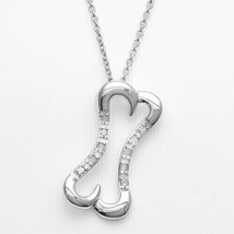 1Ct Round Cut Lab-Created Diamond Dog Bone Pendant 14k White Gold Plated - £110.78 GBP