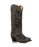 Ladies Corral Boot R1152~Brown w/ Black Sequin Inlay~Embroidery~Studs~We... - £200.43 GBP