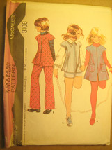 UNCUT Sewing Pattern 1971 McCall's SIZE Chubbies 8 1/2 JACKET Pants 3106 [Z25] - $3.99