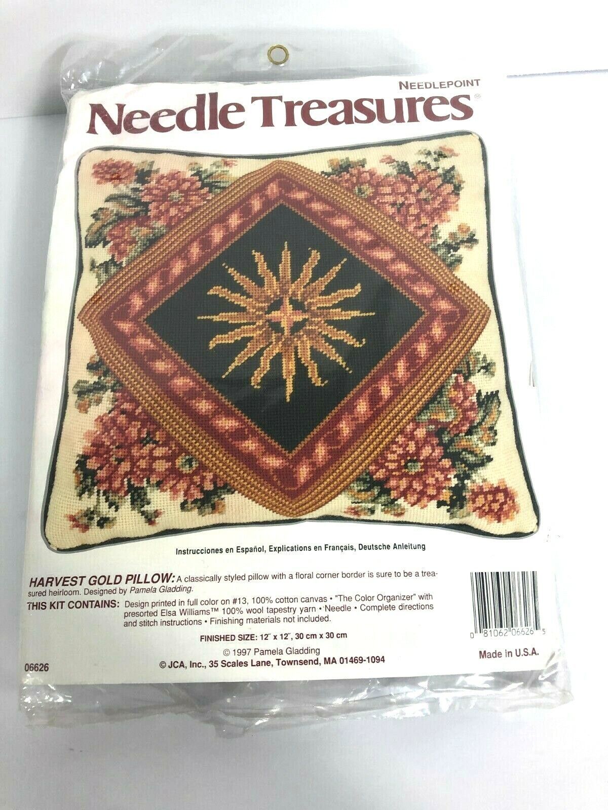 NEEDLE TREASURES Needlepoint Kit Harvest Gold Pillow 12 x 12 JCA Vintage New Vtg - £39.57 GBP