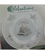 Celebrations 8&quot; Frosted Glass Christmas Season Greetings Plate Candy Dis... - £6.84 GBP