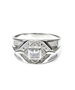 Real 925 Sterling Silver Men's Ring CZ Platinum Finish - $48.80