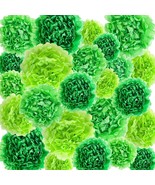 24 Pcs Green Paper Flowers for Wall Tissue Paper Flowers Mexican Carniva... - £24.50 GBP