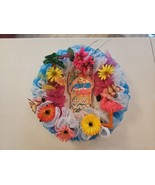 Summer Door Wreath, &quot;Hello Summer&quot;, Beach Floral Flamingo Design 21&#39;&#39; Di... - £22.40 GBP