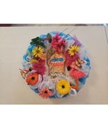 Summer Door Wreath, &quot;Hello Summer&quot;, Beach Floral Flamingo Design 21&#39;&#39; Di... - £21.97 GBP